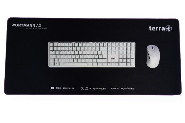 TERRA Mousepad XXL NEON Gaming black/purple lila Umkettelung; 900 x 400 x 3 mm